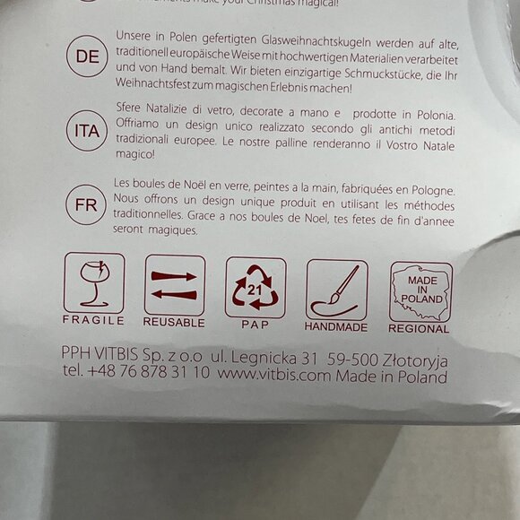 Vitbis Jumbo Christmas Glass Christmas Ornament Poland Szklane Ozdoby Choinkowe - Picture 12 of 15